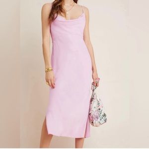 Anthropologie Elyse Bias Slip Dress Light Pink Small NWT
